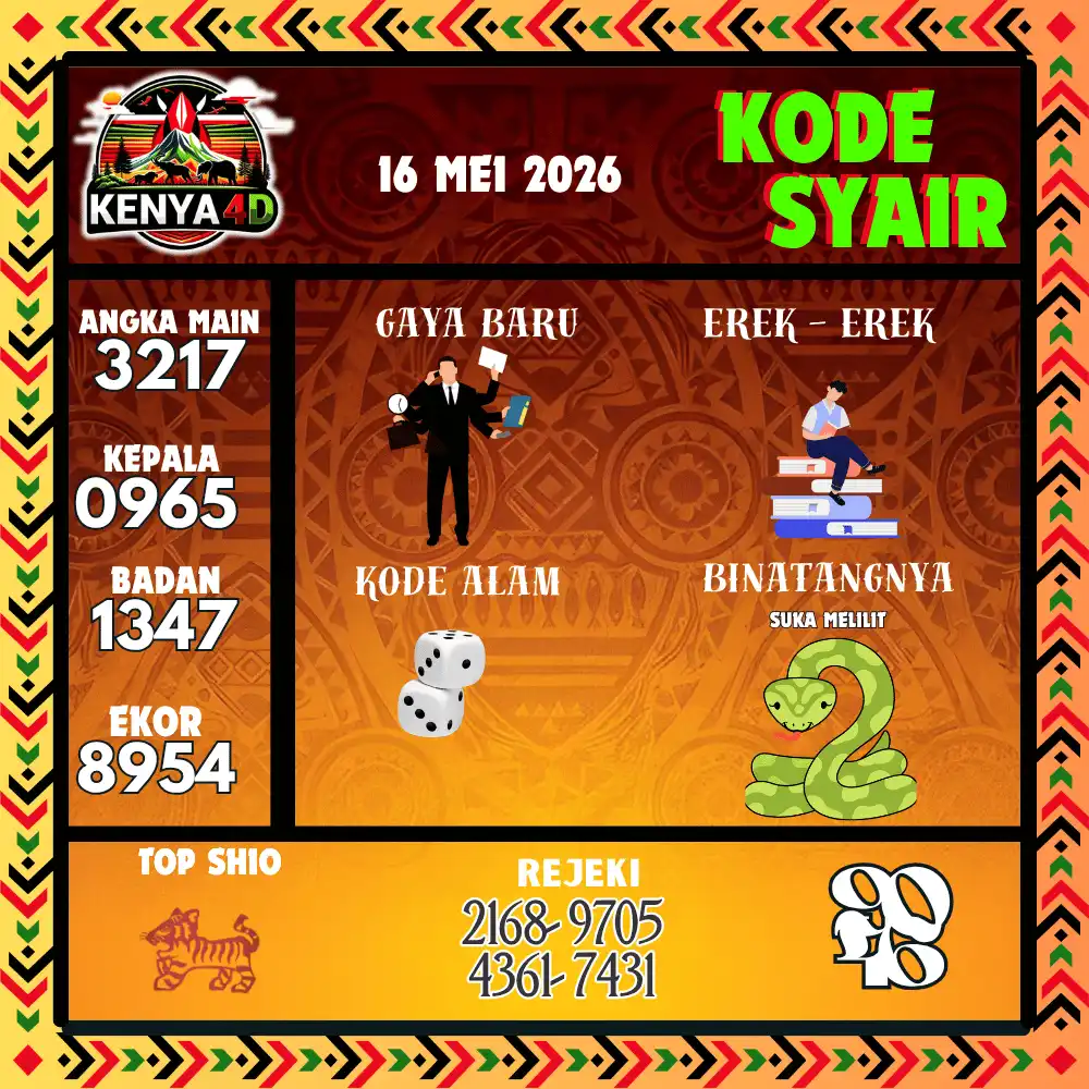 Kode Syair Kenya4D  Pools - Mei 2026
