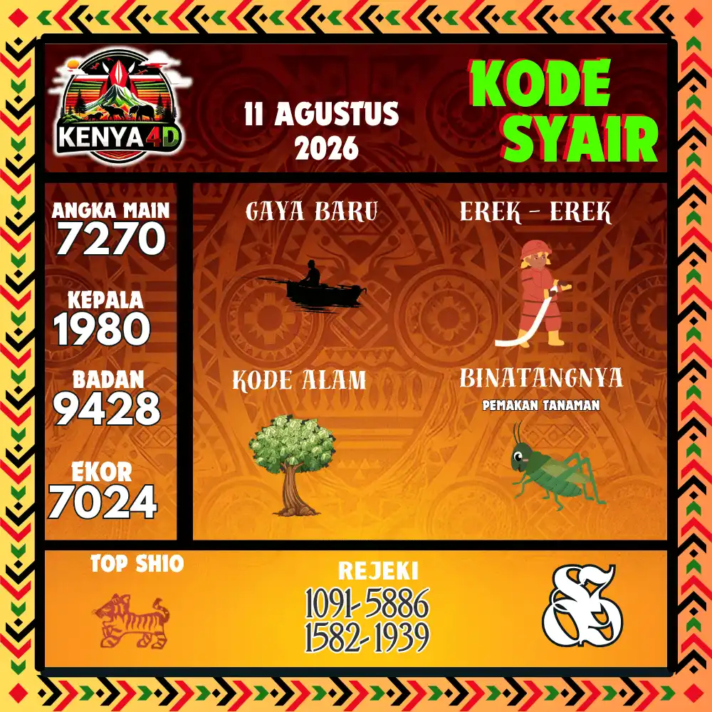 Kode Syair Kenya4D  Pools - Agustus 2026
