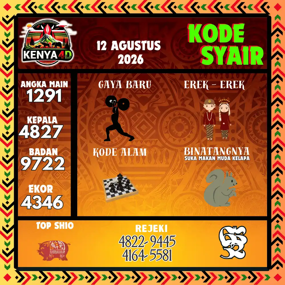 Kode Syair Kenya4D  Pools - Agustus 2026
