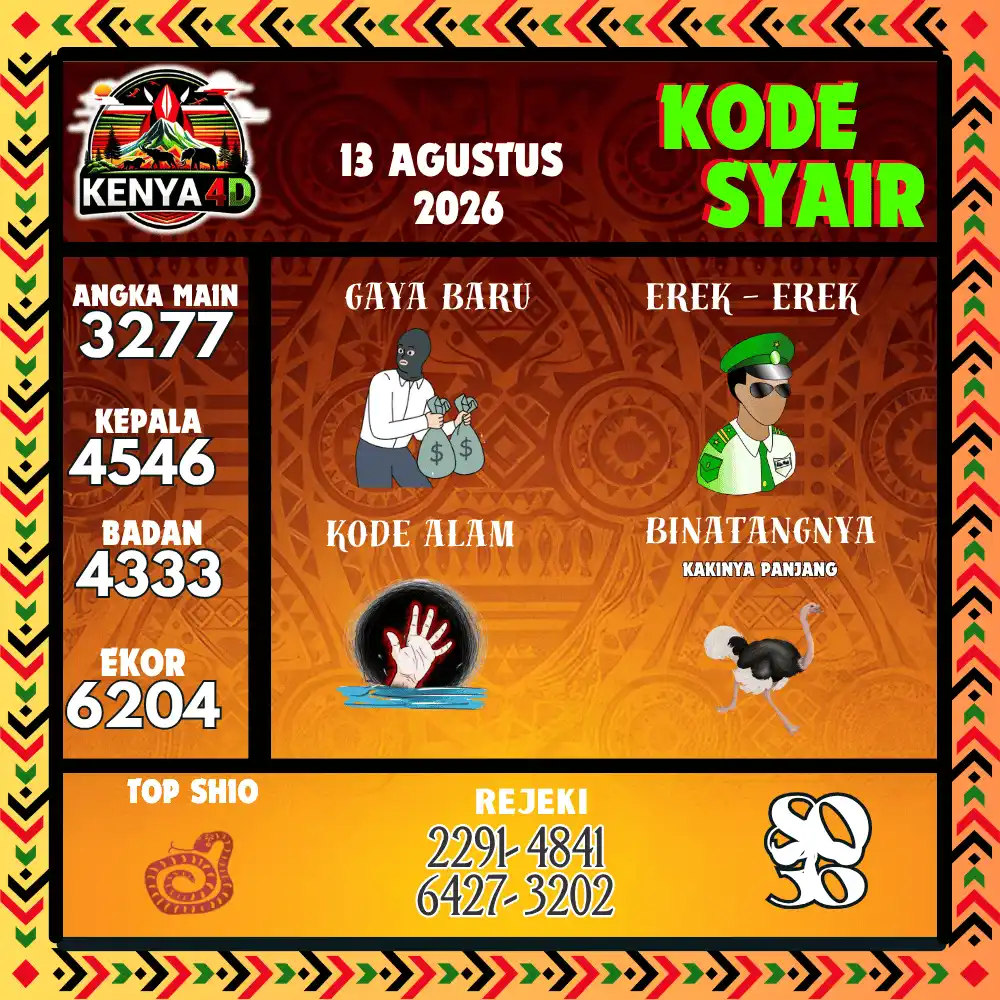 Kode Syair Kenya4D  Pools - Agustus 2026
