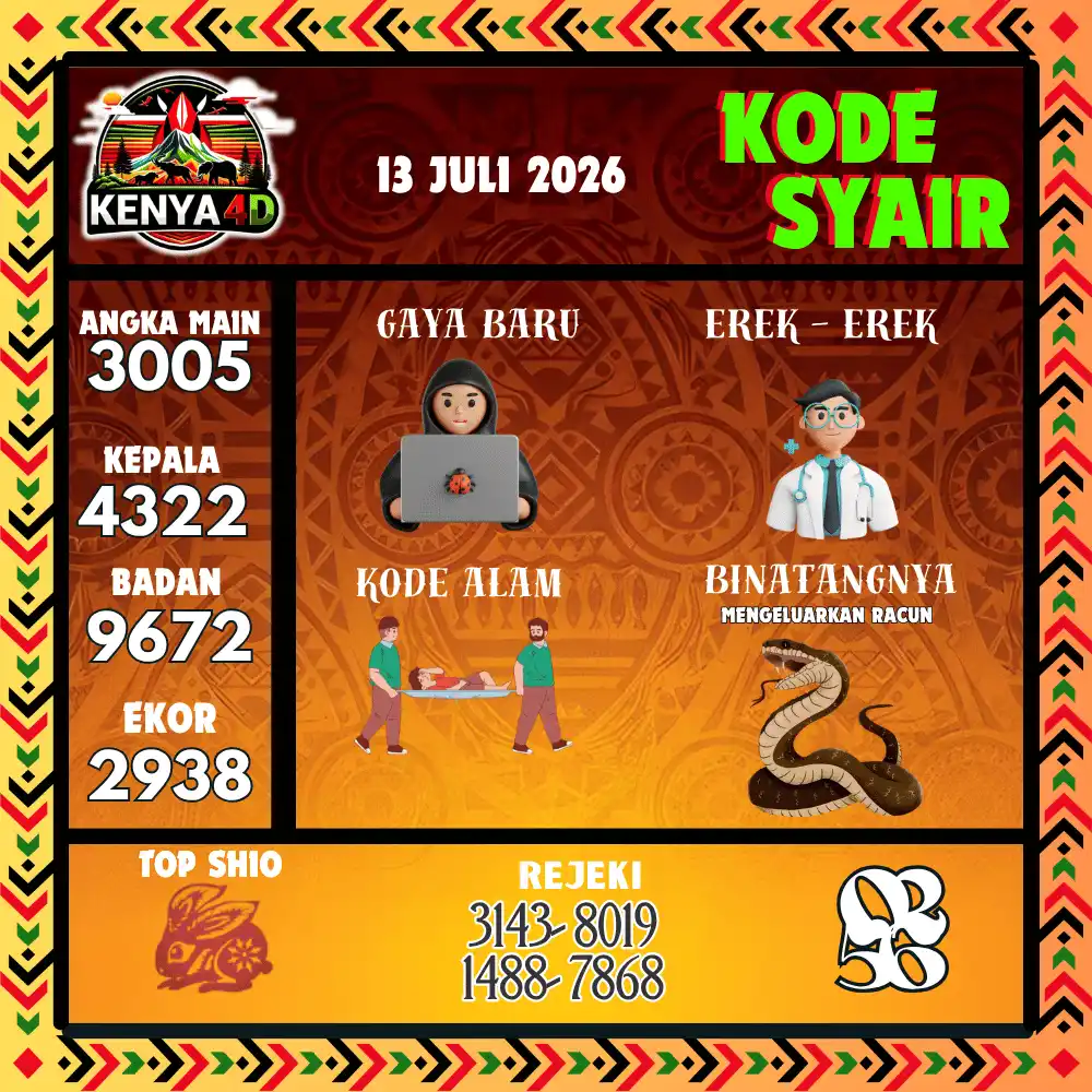 Kode Syair Kenya4D  Pools - Juli 2026
