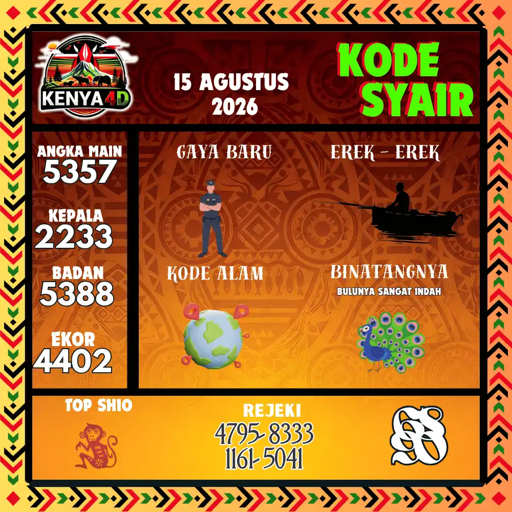 Kode Syair Kenya4D  Pools - Agustus 2026

