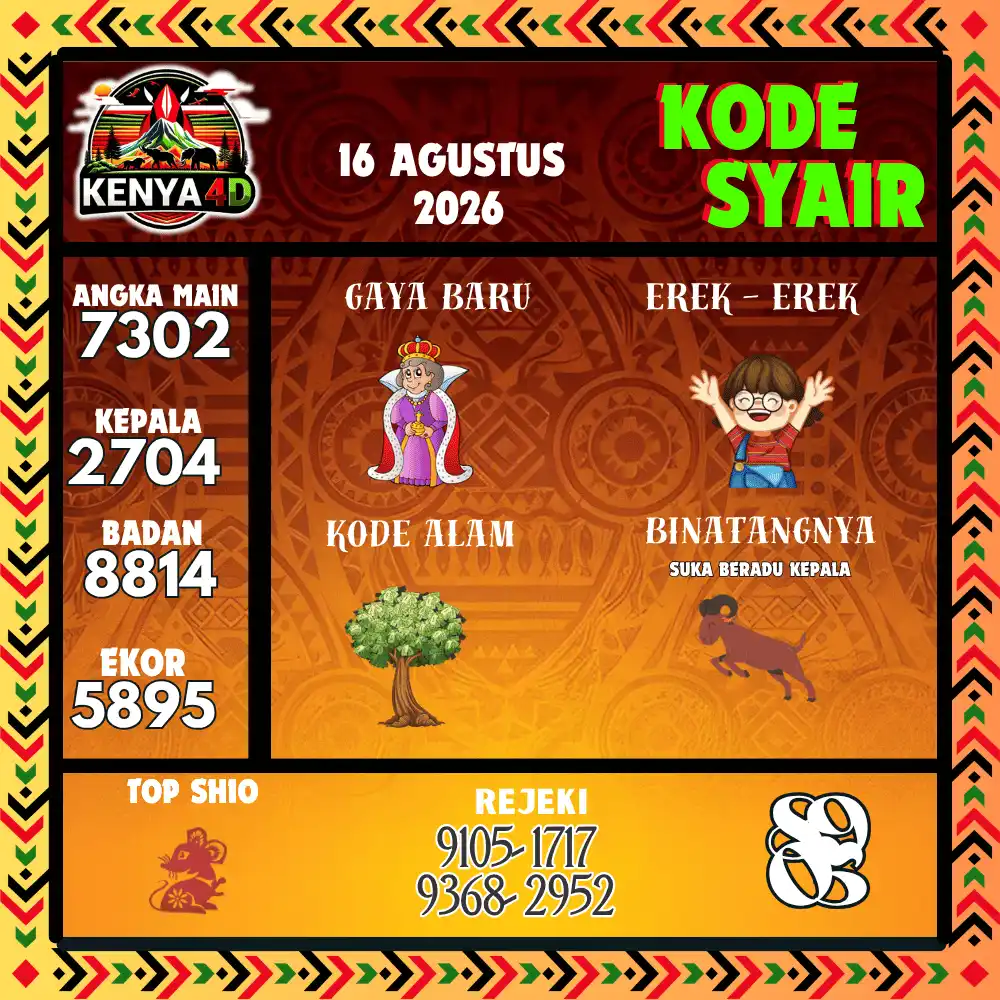 Kode Syair Kenya4D  Pools - Agustus 2026
