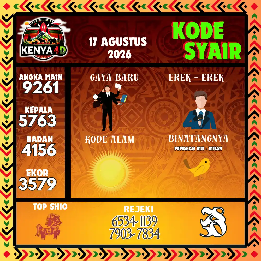 Kode Syair Kenya4D  Pools - Agustus 2026
