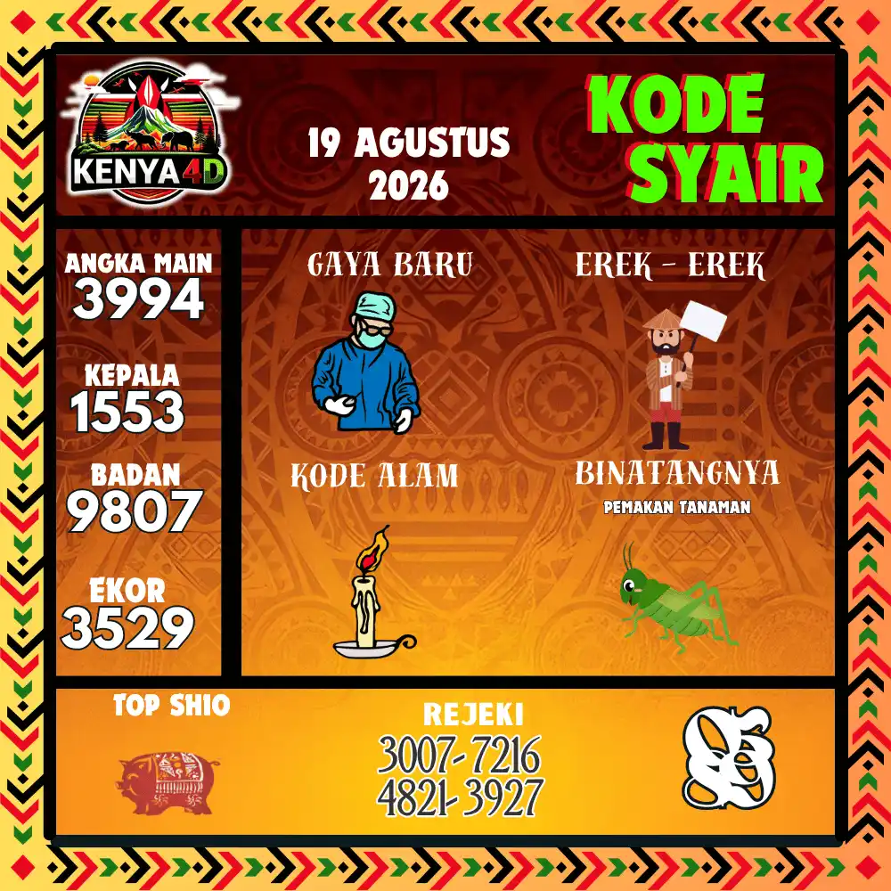 Kode Syair Kenya4D  Pools - Agustus 2026

