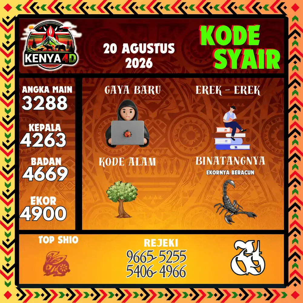 Kode Syair Kenya4D  Pools - Agustus 2026
