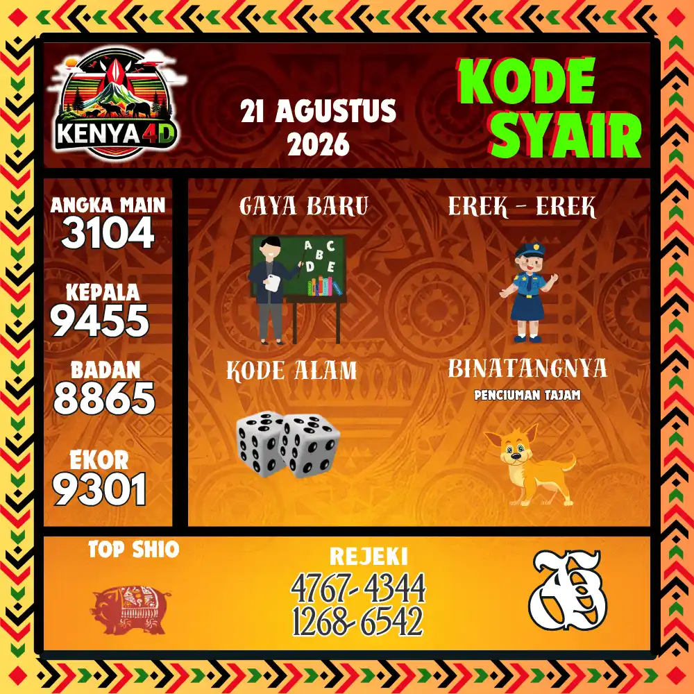 Kode Syair Kenya4D  Pools - Agustus 2026
