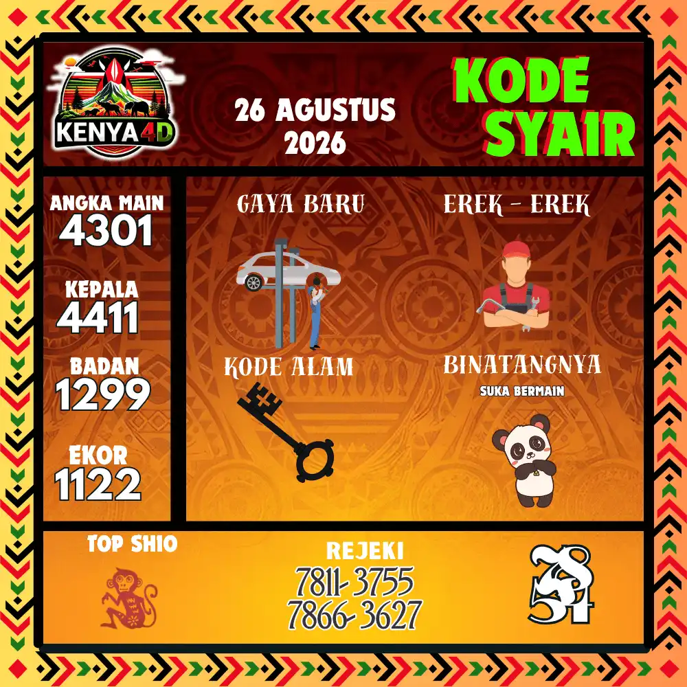Kode Syair Kenya4D  Pools - Agustus 2026
