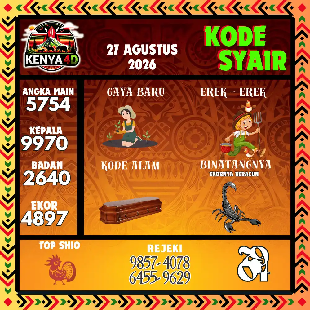 Kode Syair Kenya4D  Pools - Agustus 2026

