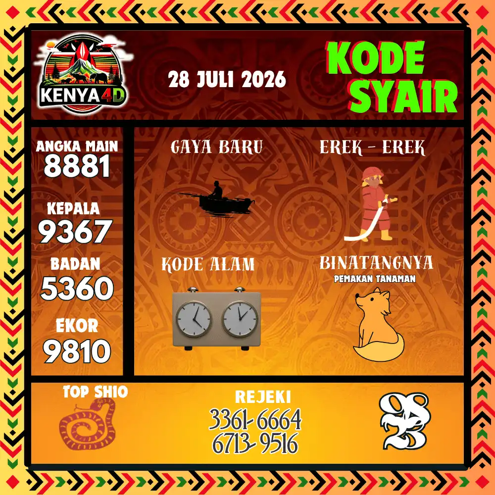 Kode Syair Kenya4D  Pools - Juli 2026
