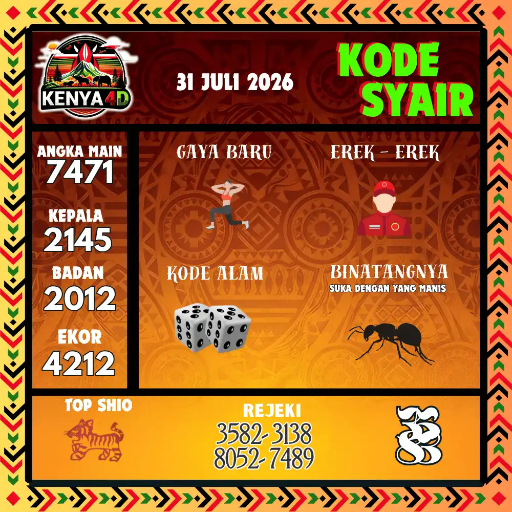 Kode Syair Kenya4D  Pools - Juli 2026
