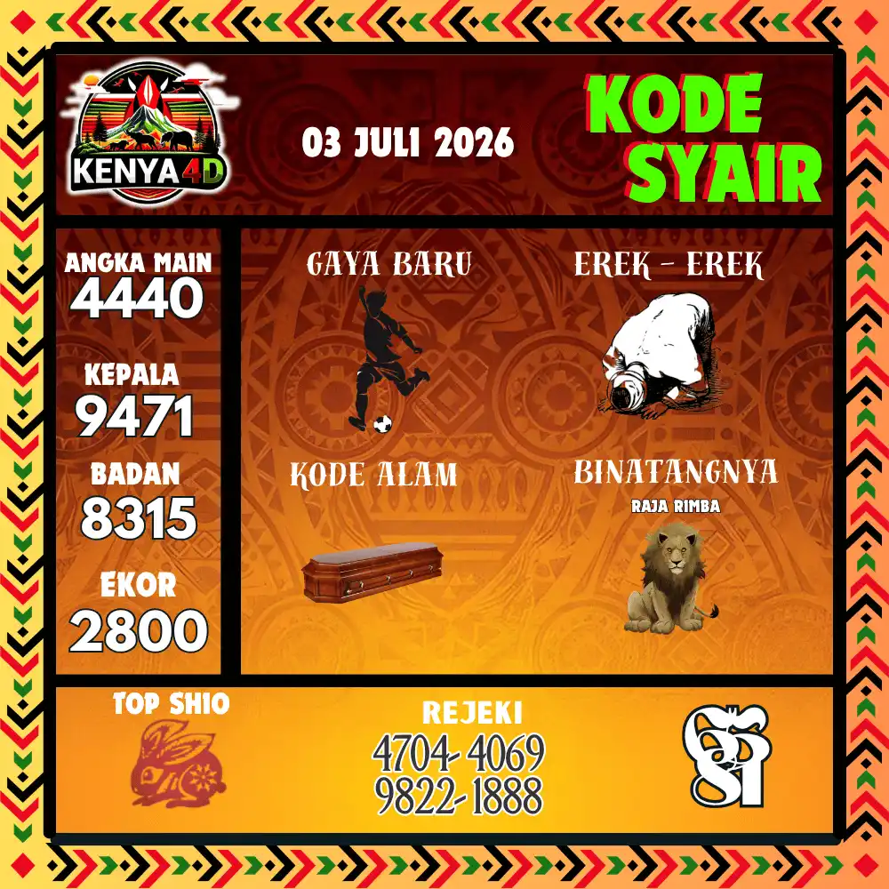 Kode Syair Kenya4D  Pools - Juli 2026
