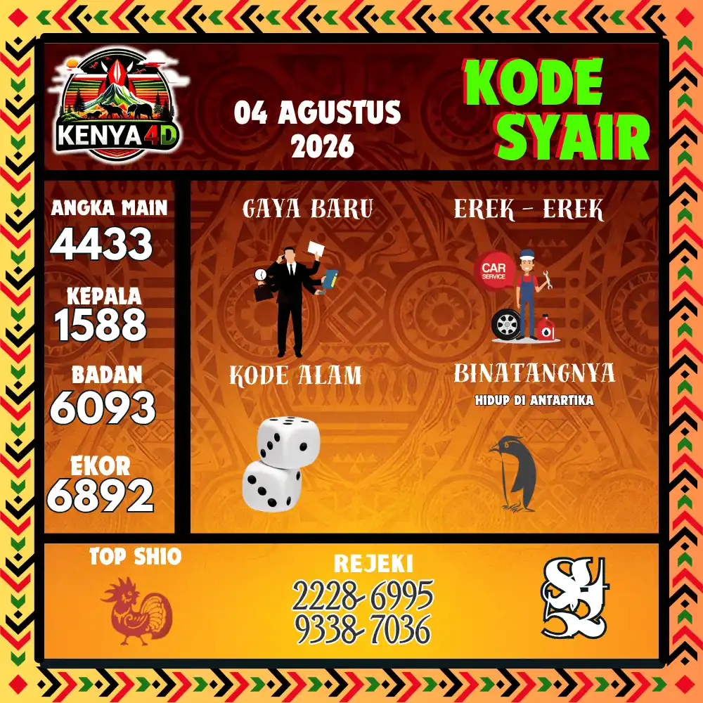 Kode Syair Kenya4D  Pools - Agustus 2026
