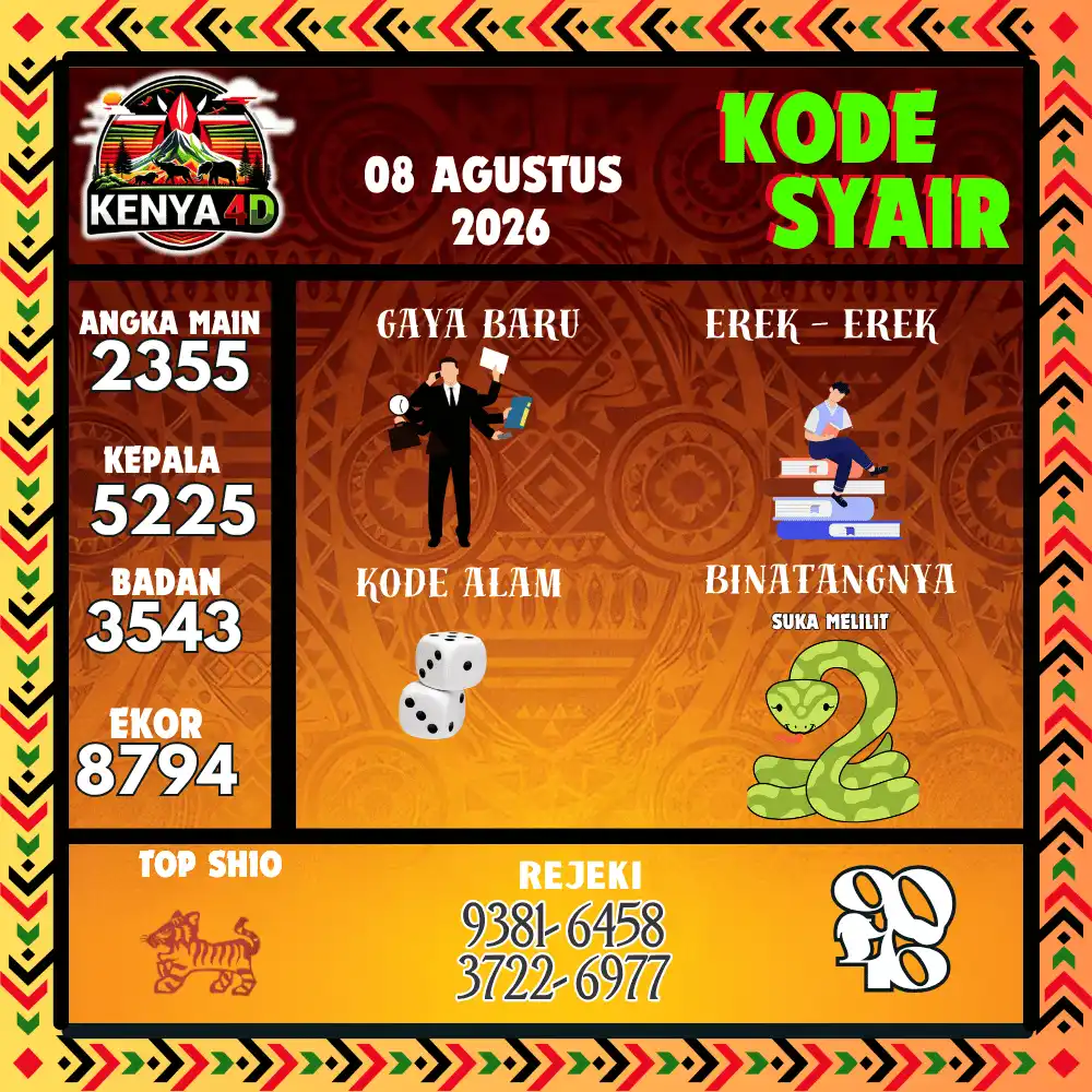 Kode Syair Kenya4D  Pools - Agustus 2026
