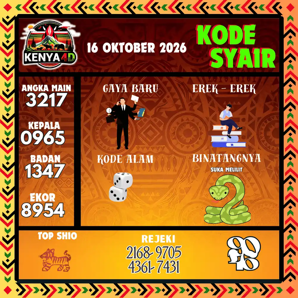 Kode Syair Kenya4D  Pools - Oktober 2026
