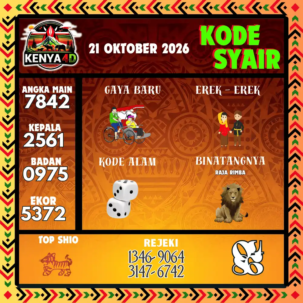 Kode Syair Kenya4D  Pools - Oktober 2026
