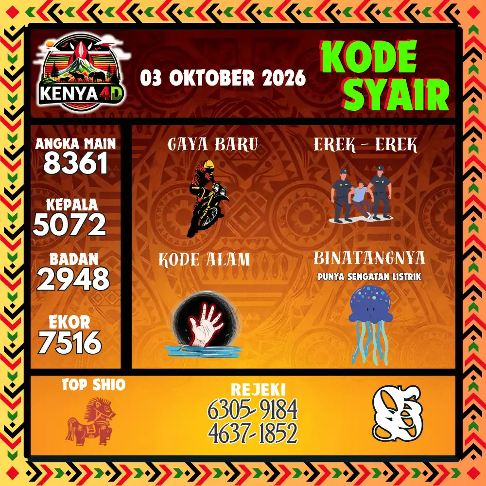 Kode Syair Kenya4D  Pools - Oktober 2026
