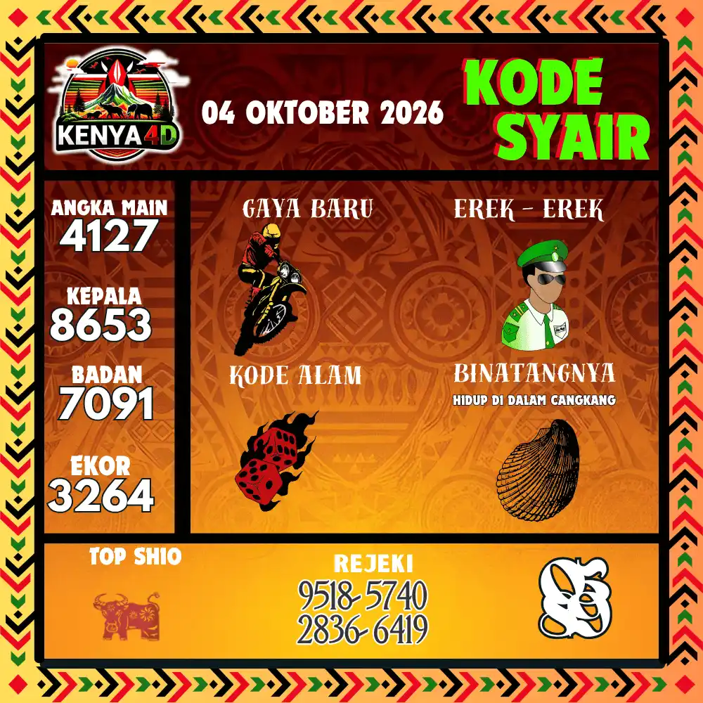 Kode Syair Kenya4D  Pools - Oktober 2026
